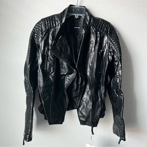 Vegan Faux Leather Moto Jacket - Black (Genuine People)